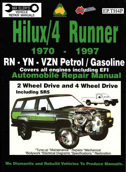 Toyota Hi-Lux &amp; 4Runner Petrol RN, YN, VZN Series 1970 - 1997 Workshop Manua