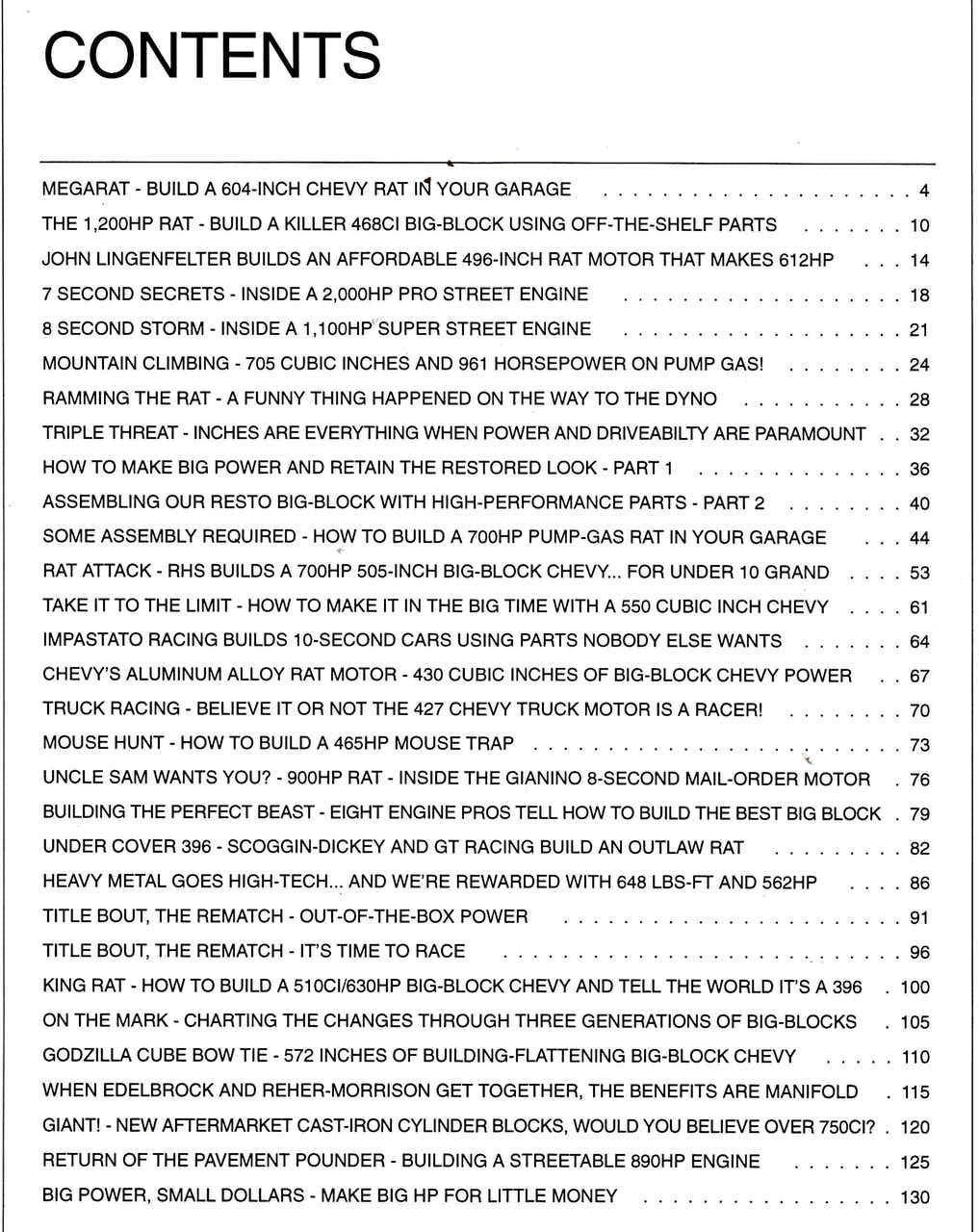 Book contents page with 'CONTENTS' header and dense chapter list text
