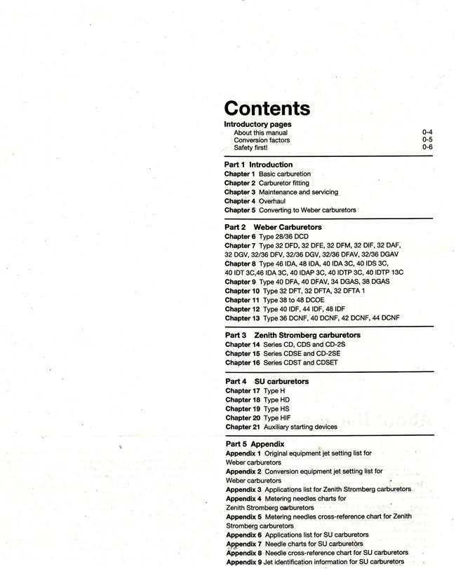 Manual contents page titled Contents with chapter list