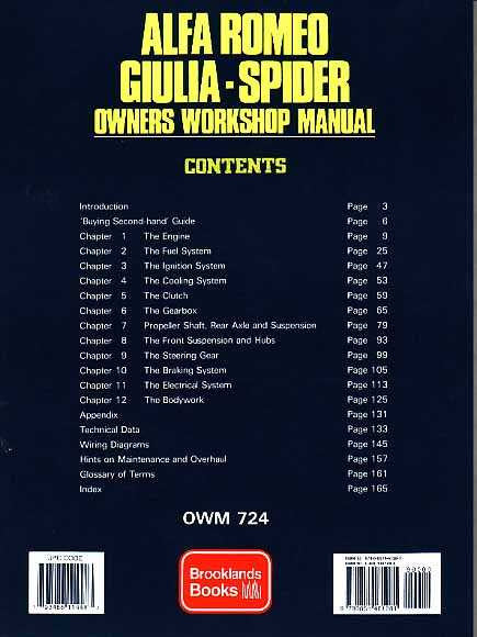 Alfa Romeo Giulia - Spider 1962 - 1987 Workshop Manual