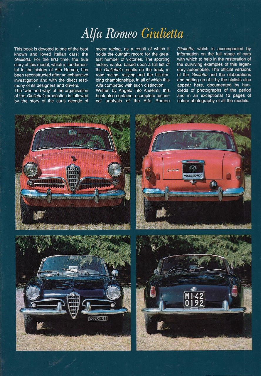 Alfa Romeo Giulietta: The Full History of the Giulietta Model Range Back Cover