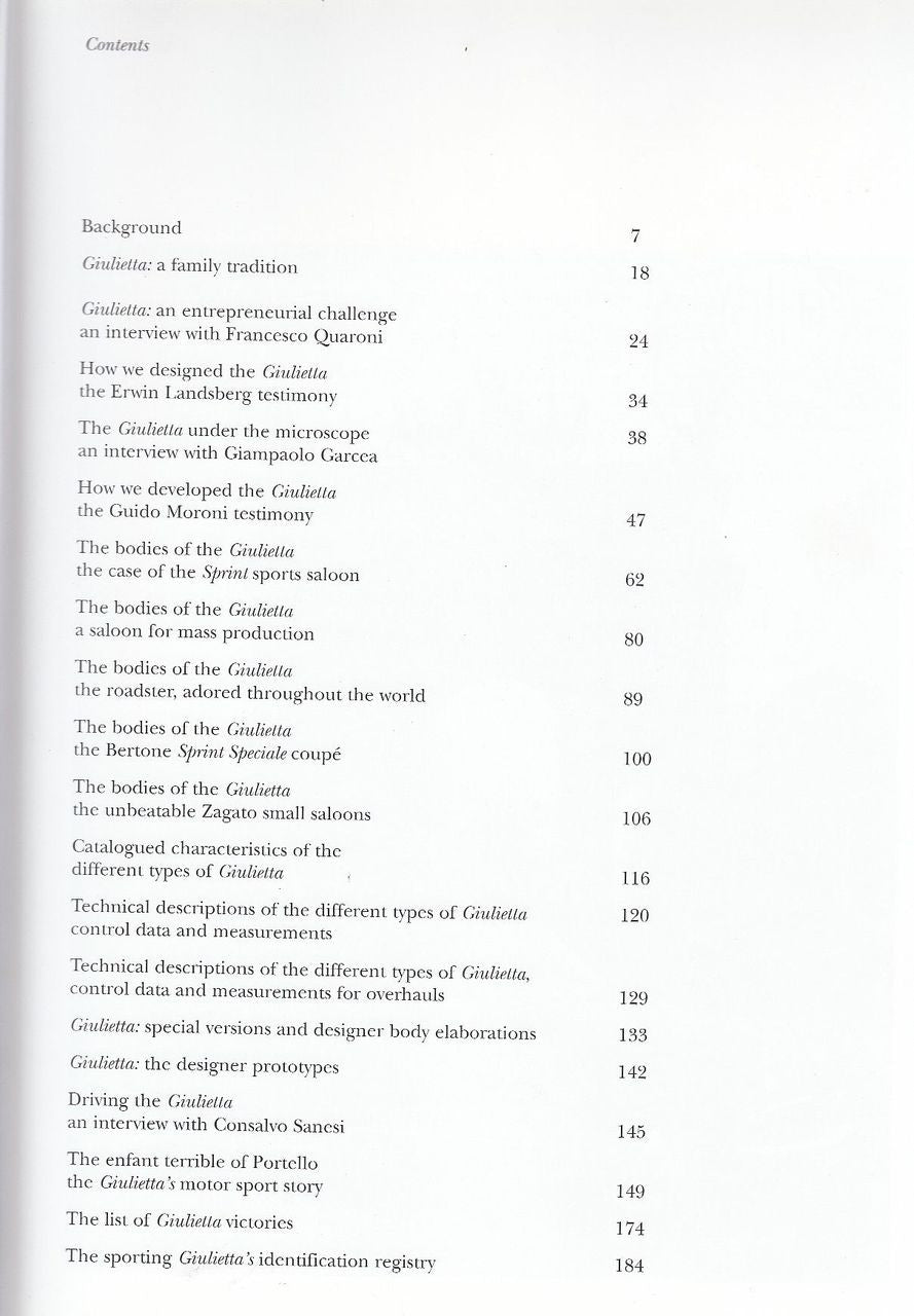 Alfa Romeo Giulietta: The Full History of the Giulietta Model Range Contents