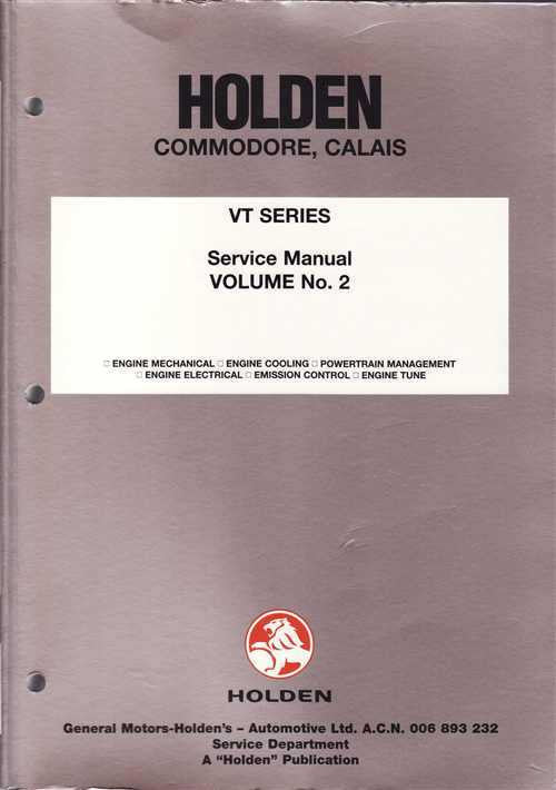 Holden Commodore, Calais VT Series Workshop Manual (vol 2)