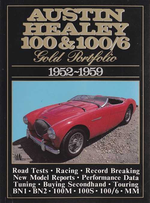 Austin Healey 100 and 100/6 Gold Portfolio 1952-1959 cover with red car photo
