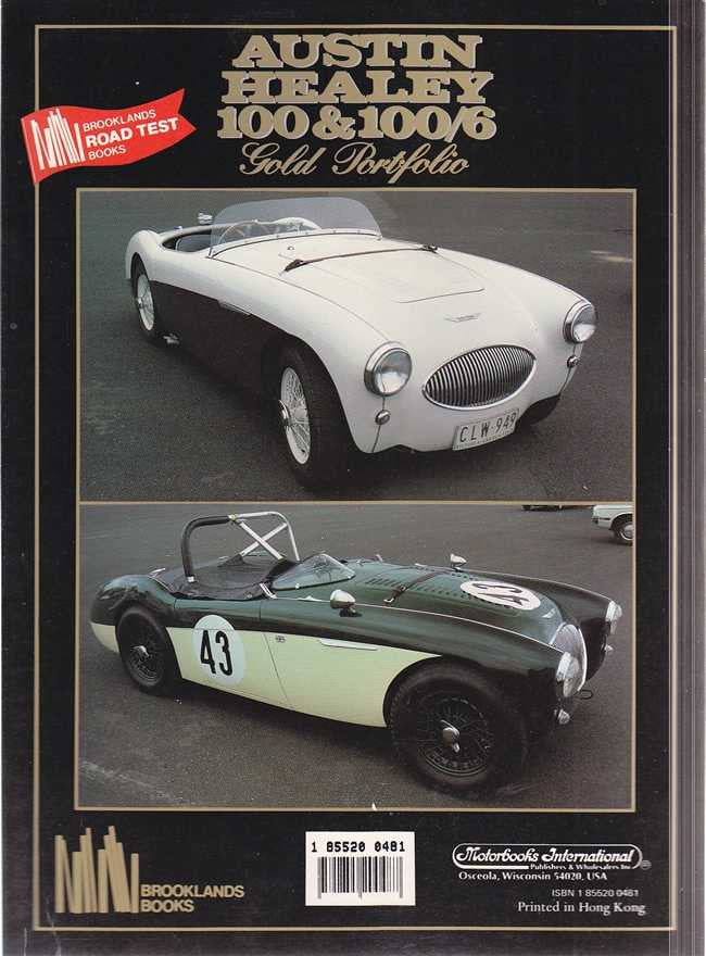 Austin Healey 100 and 100/6 Gold Portfolio 1952-1959 cover with two car photos