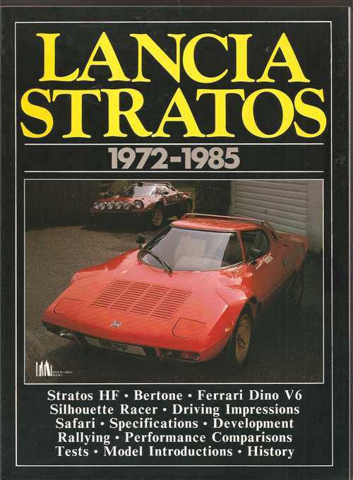 Lancia Stratos road test book cover, red sports car photo and title 1972-1985