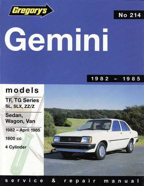 Holden Gemini TF, TG Series 1982 - 1985 Workshop Manual