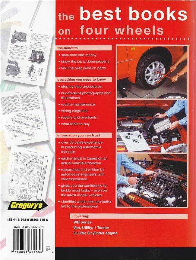 Workshop manual back cover for Holden WB Series 3.3L 1980-1985