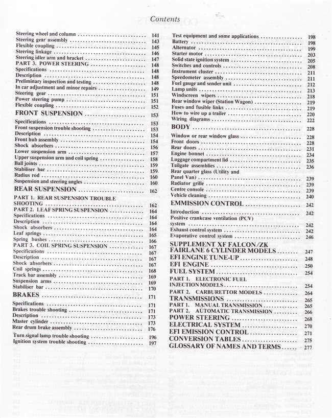 Ford Falcon XE Fairlane ZK 1982 - 1984 Workshop Manual