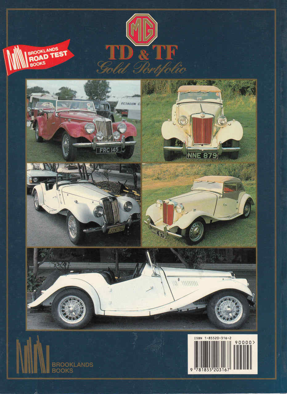 Vintage car portfolio cover with MG logo, TD & TF gold text, 1949–1955