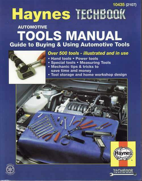 Haynes Techbook automotive tools manual with blue cover, tools illustration, and engine photo