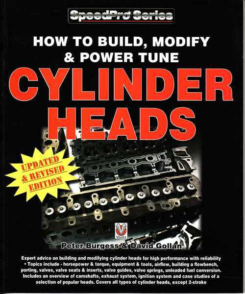Cylinder heads tuning book cover with engine head illustration