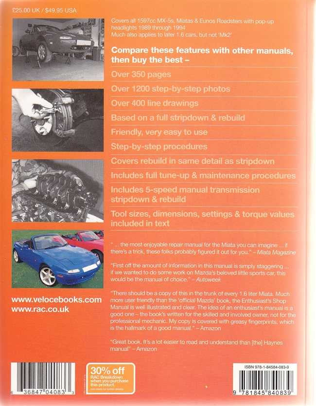 Mazda Miata MX-5 Eunos Roadster 1.6 Enthusiast's Workshop Manual