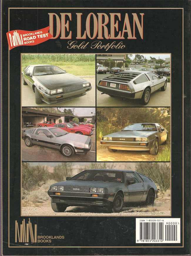 De Lorean Gold Portfolio book cover with car collage and 1977–1995 title
