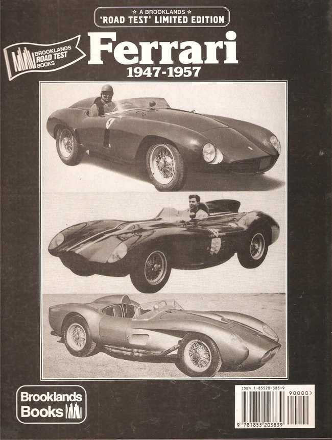 Ferrari road tests limited edition book cover, 1947–1957 with classic car photos
