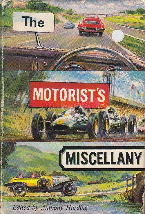 Hardcover book cover: “Motorist's Miscellany” with vintage race cars illustration.