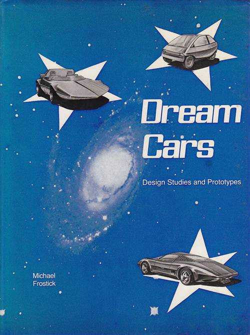 Dream Cars book cover with blue space art and futuristic car illustrations