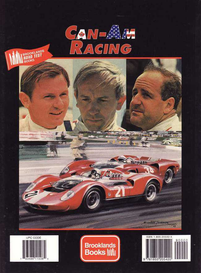 Motorsport racing book cover with red race car and Can-Am Racing logo