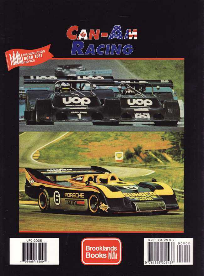 Motorsport racing book featuring vintage Can-Am cars on cover