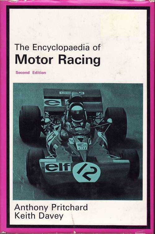 Motor Racing encyclopedia, Second Edition hardcover book cover with car and author names.