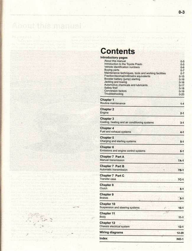 Toyota Prado 1996 - 2006 Workshop Manual content