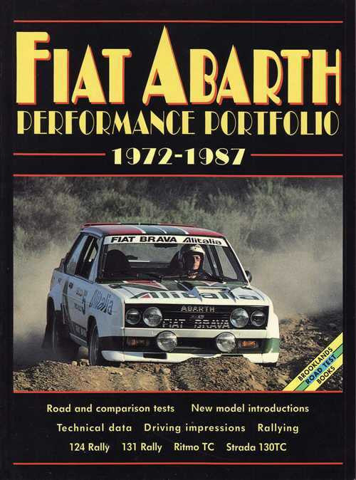 Performance portfolio book cover with Fiat Abarth title and red rally car