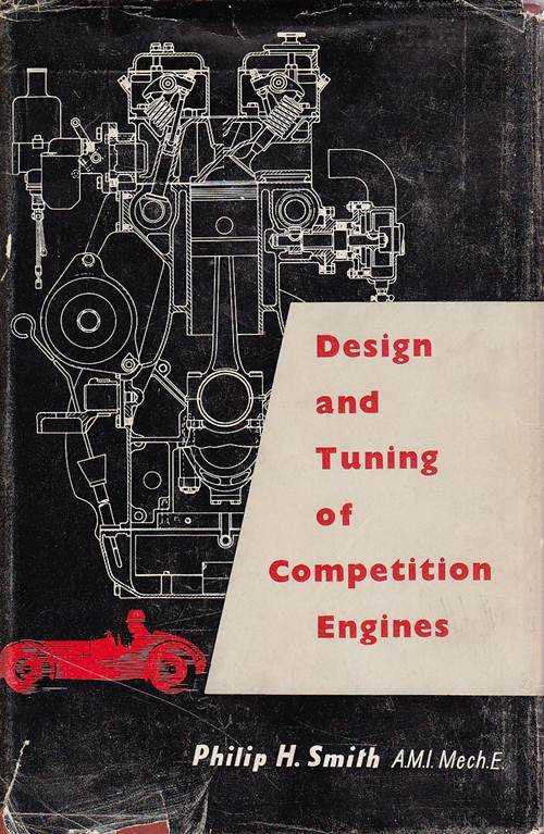 Book cover: engine blueprint with red text 'Design and Tuning of Competition Engines'.