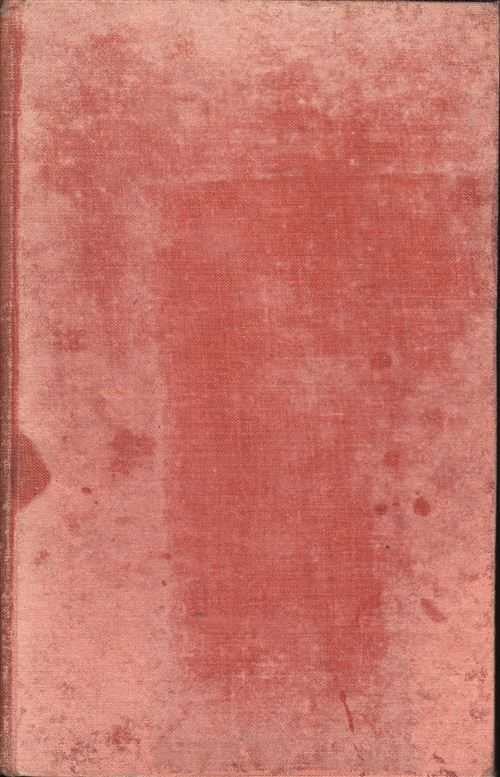Book cover with faded red textured fabric and no visible title text