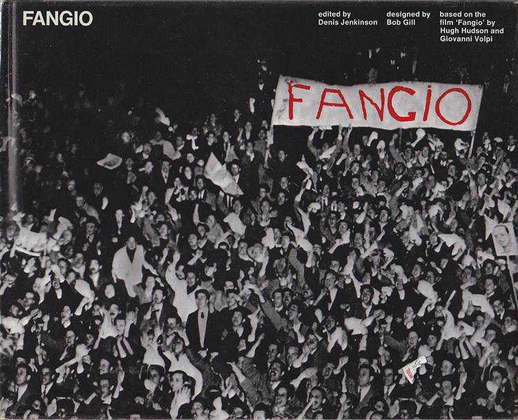 Fangio book cover with crowd photo and large FAN GIO lettering