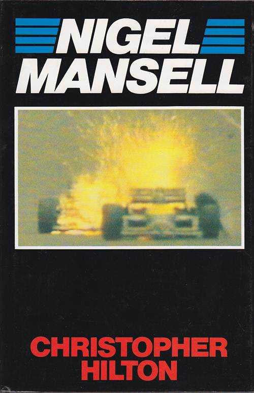 Book cover with Nigel Mansell artwork and Christopher Hilton title text