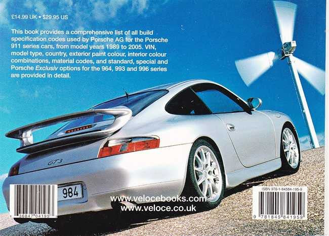 Porsche 964, 993, 996 Data Plate Code Breaker