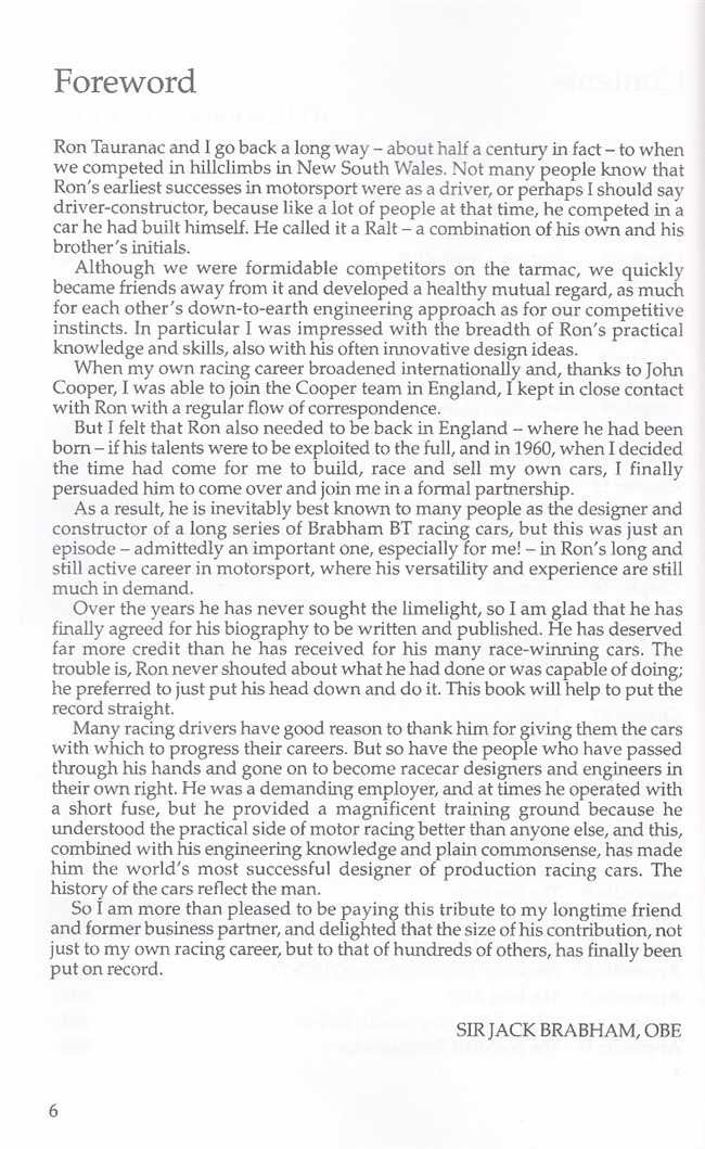 Signed paperback reprint foreword page with dense paragraphs and page number 6
