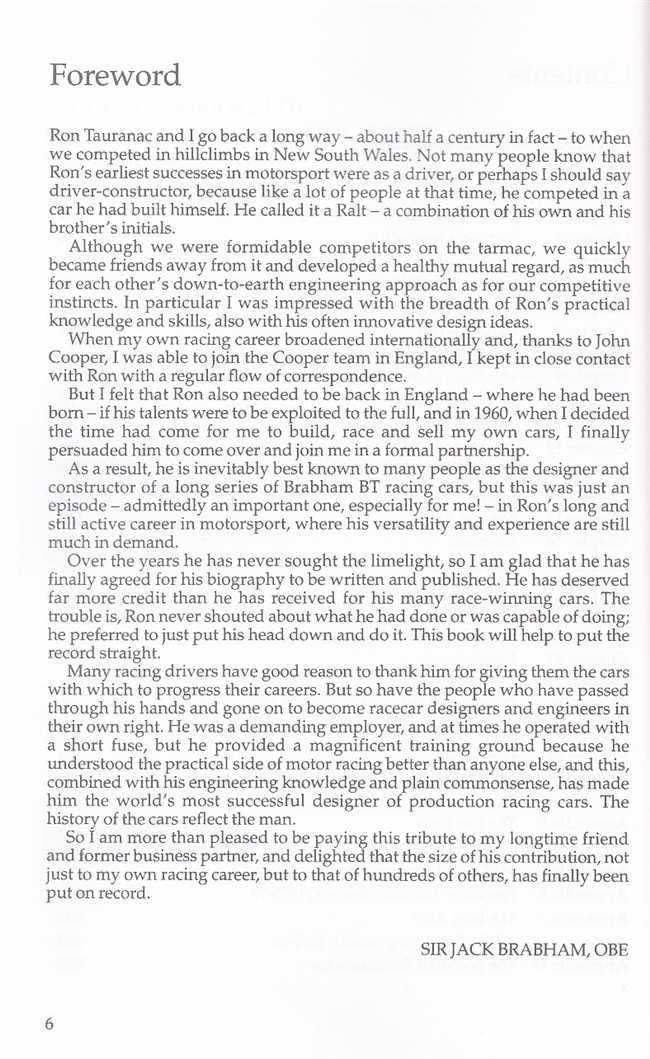 Brabham Ralt Honda The Ron Tauranac Story (Signed)