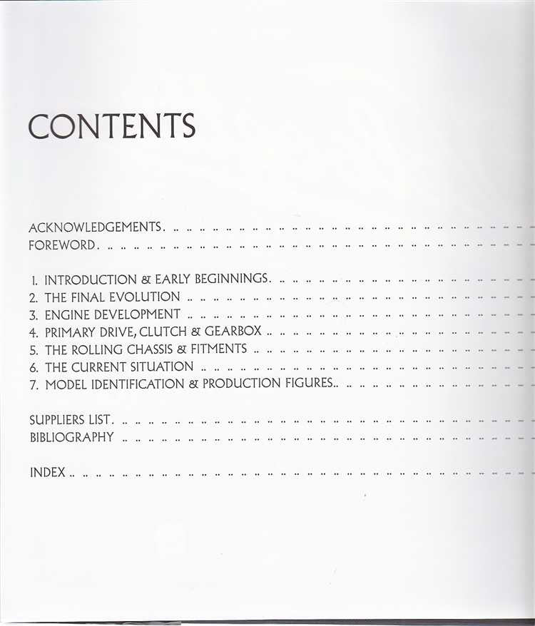 Velocette motorcycle book contents page with chapter list and section headings