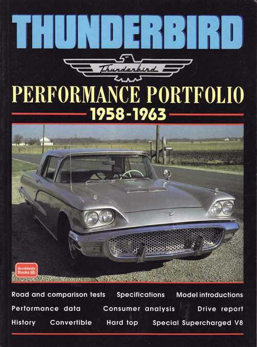Thunderbird Performance Portfolio 1958–1963 book cover with front-view car photo