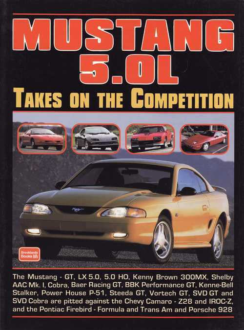 Mustang 5.0L competition car book front cover with yellow sports car