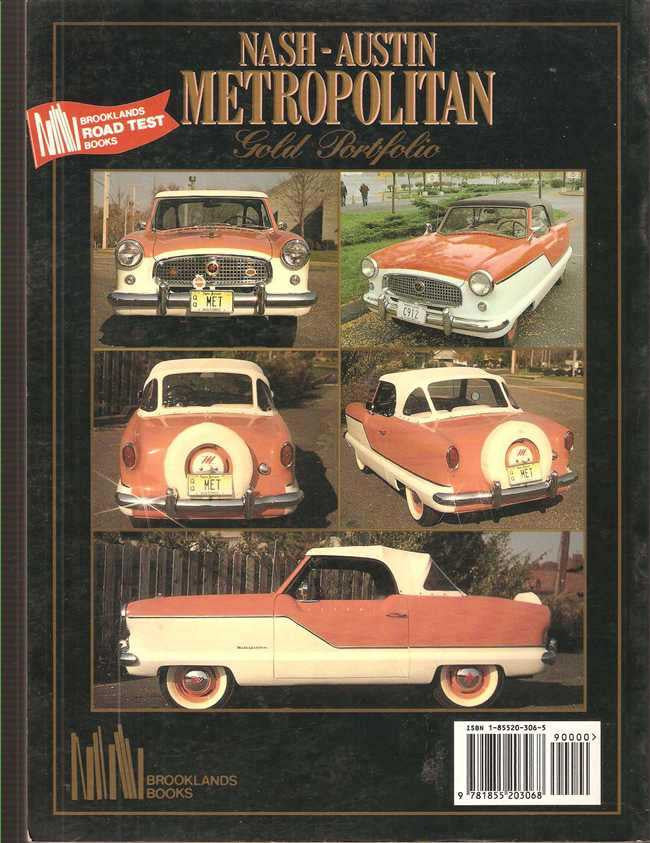 Vintage Austin Metropolitan portfolio book back cover with four car photos and small logo