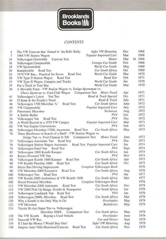 Volkswagen Bus, Camper, Van Performance Portfolio 1968 - 1979
