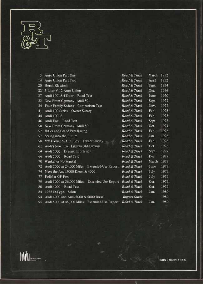 Road &amp; Track On Audi &amp; Auto Union 1952 - 1980