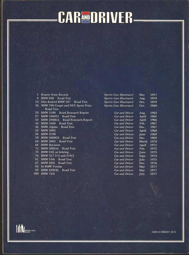 Car And Driver On BMW Cars 1957 - 1977