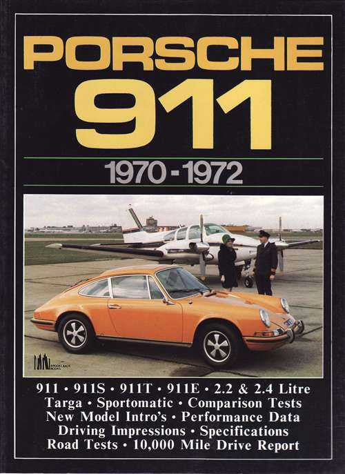 Automotive road test book cover with Porsche 911 1970–1972 and orange car photo