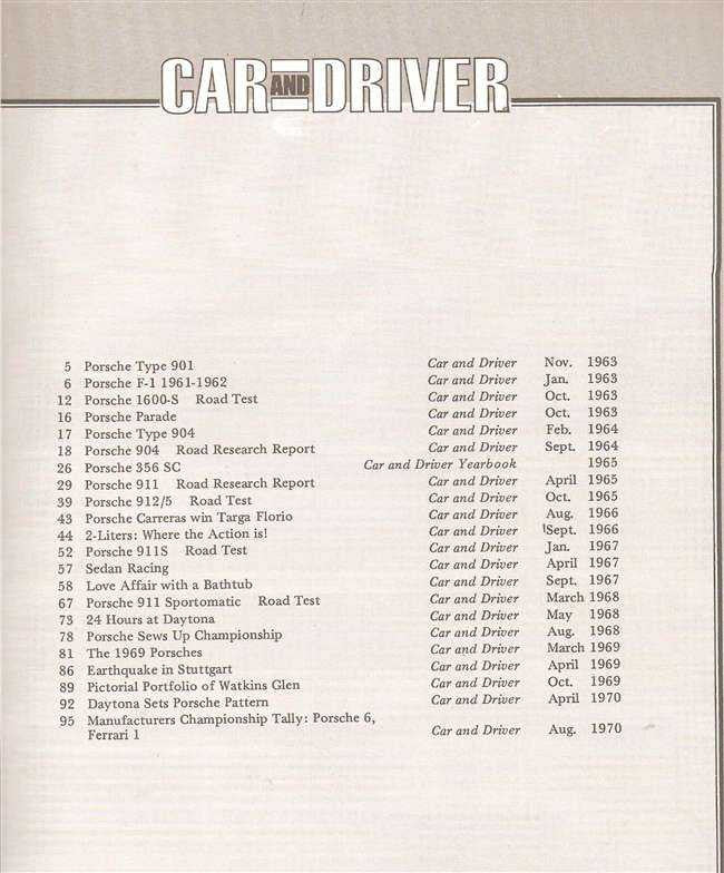 Car And Driver On Porsche 1963 - 1970