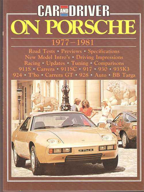 Car and Driver on Porsche 1977–1981 magazine cover with classic Porsche cars