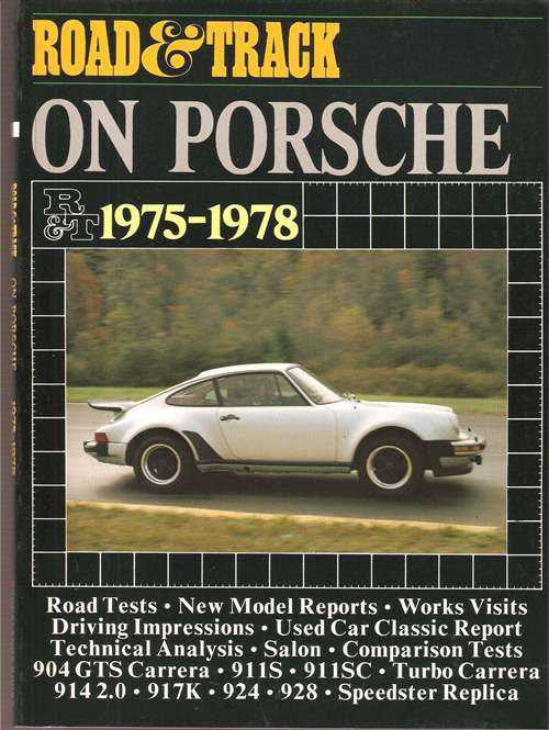 Automotive magazine cover with classic white Porsche 911 and Road & Track branding
