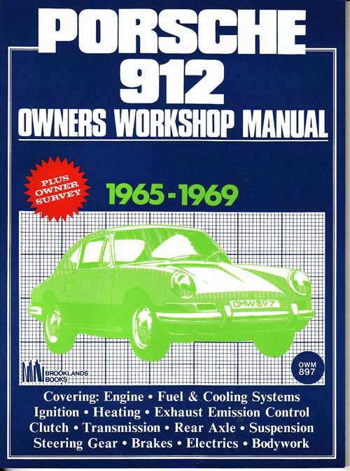Porsche 912 owners workshop manual cover, 1965-1969, green car illustration and features