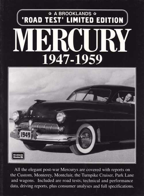 Mercury 1947-1959 road test limited edition book cover with classic car and title text