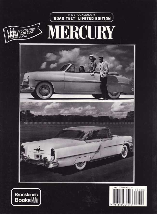 Limited edition Mercury road test book cover with two classic cars and Brooklands Books logo