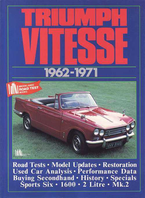 Triumph Vitesse road tests book cover with classic red convertible car