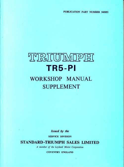 Triumph TR5 - PI Workshop Manual Supplement