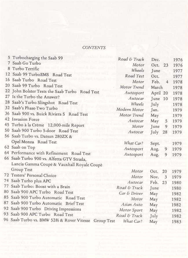 Book contents page with article list and months and years